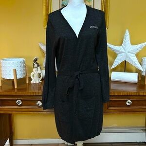 Vertigo Paris Womens Black Belted Angora Wool Blend Cardigan Duster w Crystals